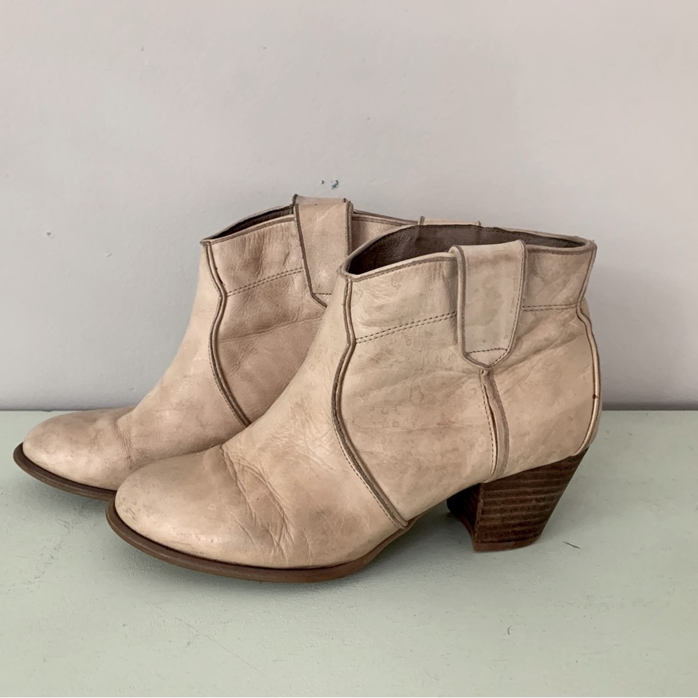 ALDO Cream Leather Heeled Ankle Boots
